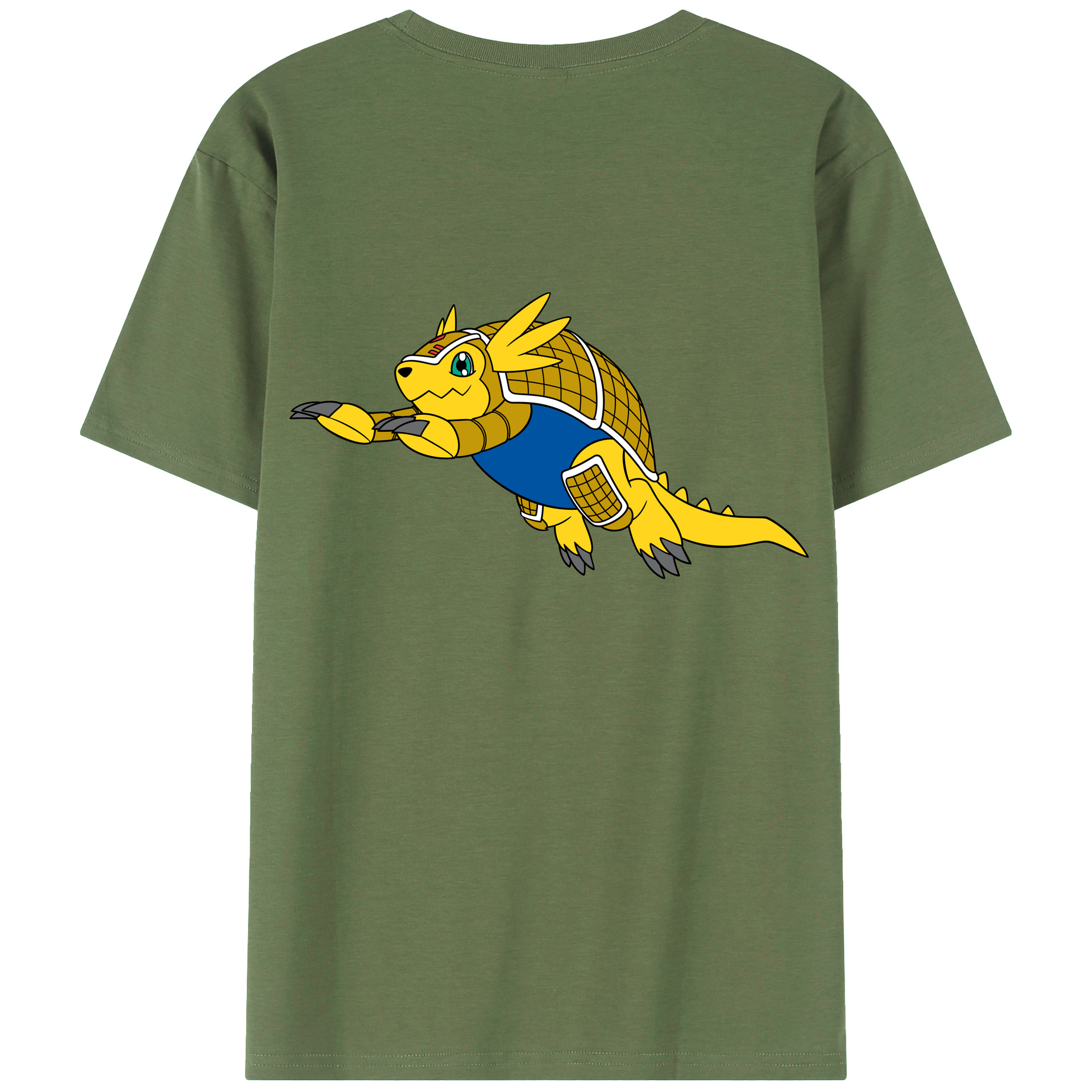 （画像用） Digimon デジタルモンスター/デジモン 綿100％ メンズ半袖Tシャツ（バックプリント） 通気性